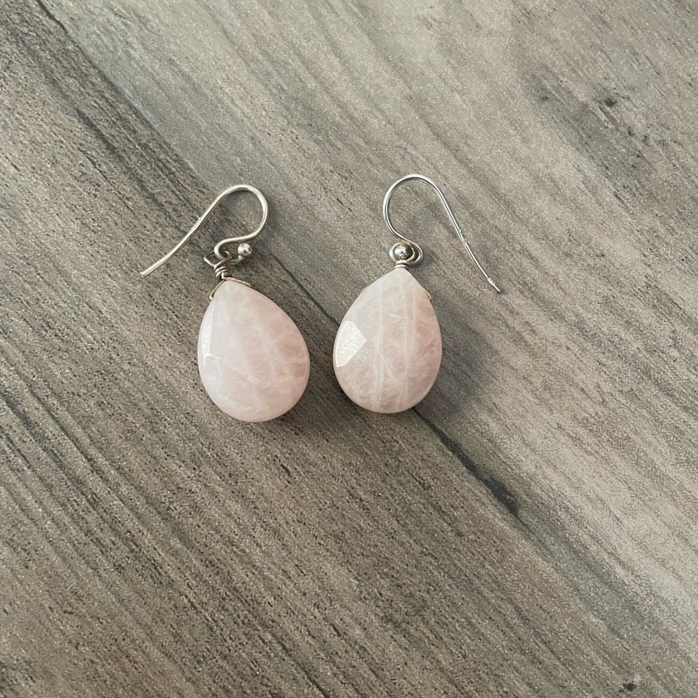 Silpada Faceted Rose Quartz Gemstone Earrings